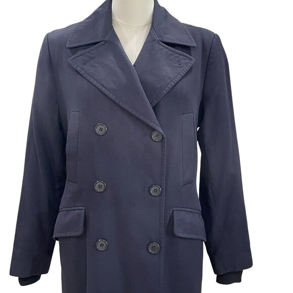 Lion Apparel Flight Attendant Coat Long Double Breasted Structured Vintage Navy - Picture 10 of 11